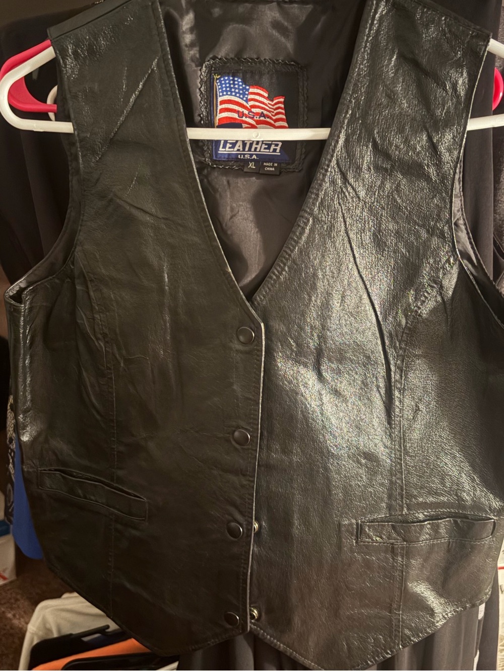 Leather USA Black Women's Leather Vest XL